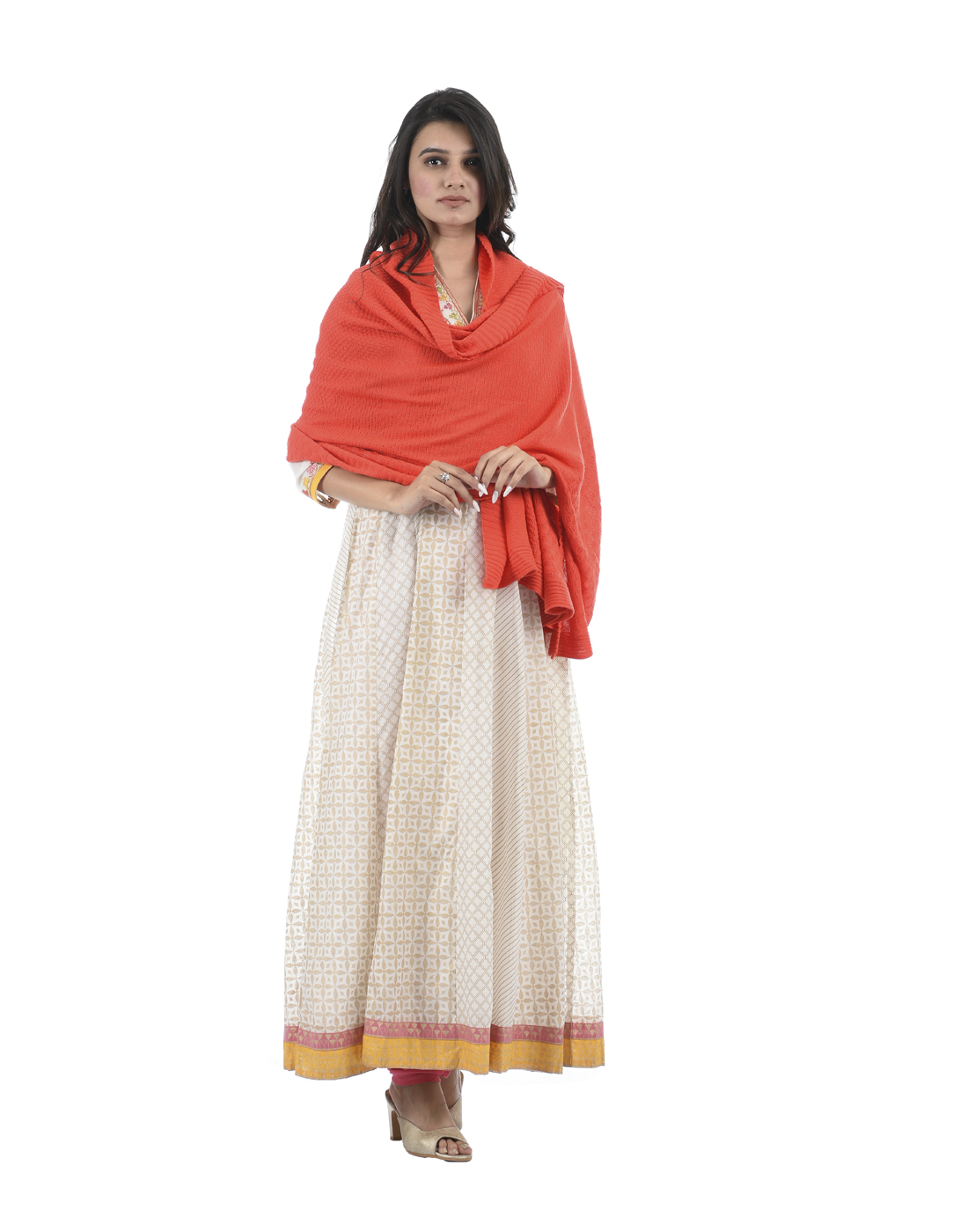 Portobello Wome Casual Wear Orange Shawl